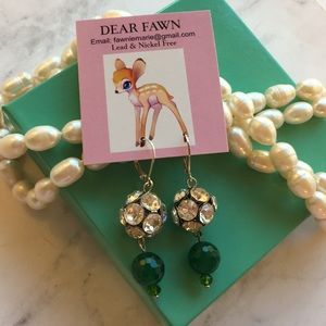 🆕Emeralds & Rhinestone Sterling Silver Earrings✨